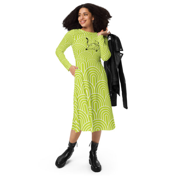 Langärmliges Midikleid mit Allover-Druck
