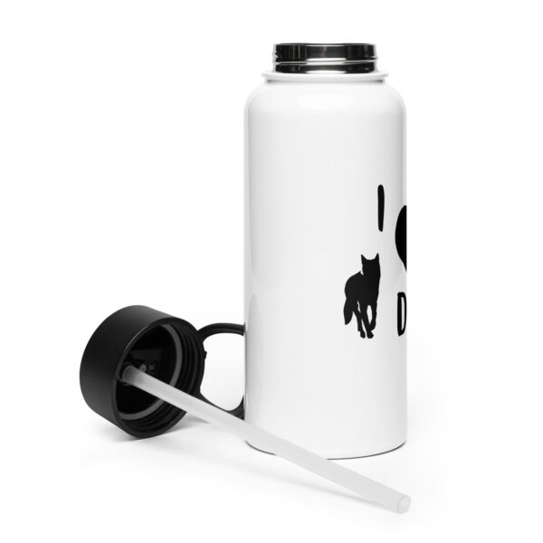 Edelstahl Trinkflasche mit Strohhalm I love dogs