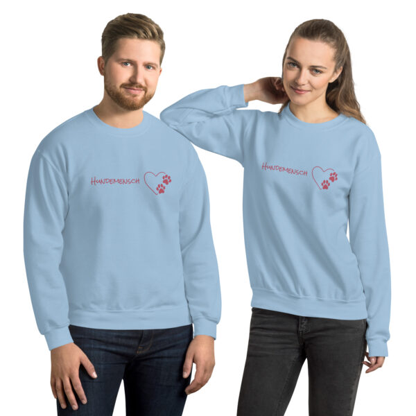 Unisex-Pullover Hundemensch mit Herzstickerei an den Handgelenken