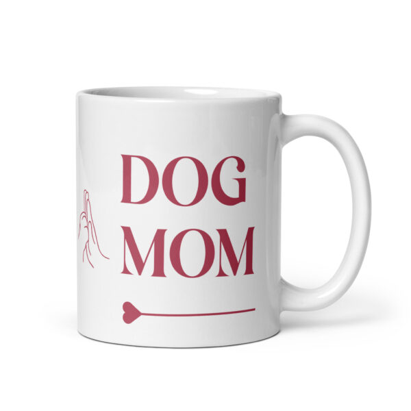 Weiße, glänzende Tasse “Dog Mom”