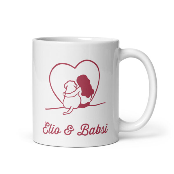 Weiße, glänzende Tasse personalisiert