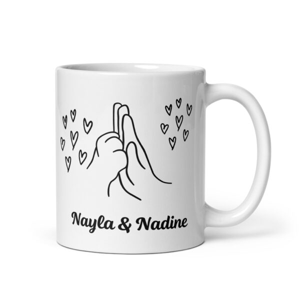 Weiße, glänzende Tasse “High Five” personalisiert