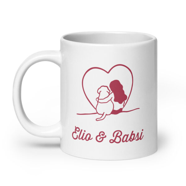 Weiße, glänzende Tasse personalisiert